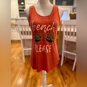 Maurices red “Beach Please” sunglasses burnout tank top